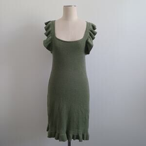 Anthropologie Sweater Dress Women M Green Midi Knit Minimalist Casual Boho